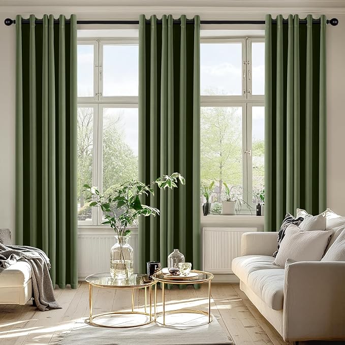 MIULEE Blackout Curtains for Bedroom 2 Panels 34 x 72 Inch Long Olive Green | - Image 6