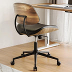 Armless Office Chair with Wheels, PU Leather Adjustable Height Desk Chair - Image 6