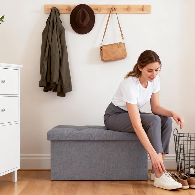 Folding Ottoman with Storage Bench, Storage Ottoman Bench, 30 Inches Ottoman - Image 7