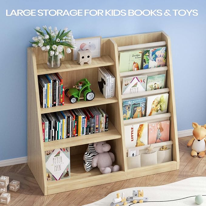 EXPERLAM Kids Bookshelf and Toy Storage Organizer, 4 Tier Wooden Kids Book Shelf - Image 6