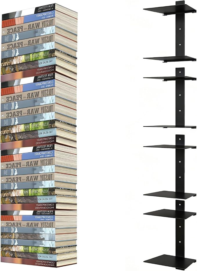 Invisible Floating Bookshelves 6 Tier, Heavy Duty Metal Book Organizer by liberty