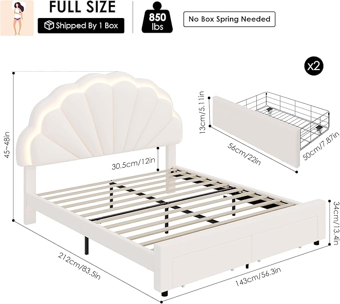 HIFIT Full Upholstered LED Bed Frame - Image 2