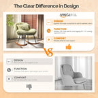 VINGLI 25.6" Extra Wide Criss Cross Nursery Rocking Chair, Cute Curved 115° - Image 3