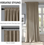 MIULEE Taupe Velvet Curtains 52x96 inches Luxury Blackout Curtains | Thermal - Image 2