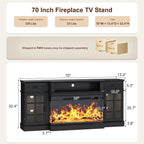 MXV 70" Fireplace TV Stand, 3-Sided Glass Fireplace and Modern Entertainment - Image 2