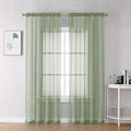 Sage Green Sheer Curtains 90 Inches Long 2 Panels by OVZME