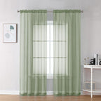 Sage Green Sheer Curtains 90 Inches Long 2 Panels by OVZME