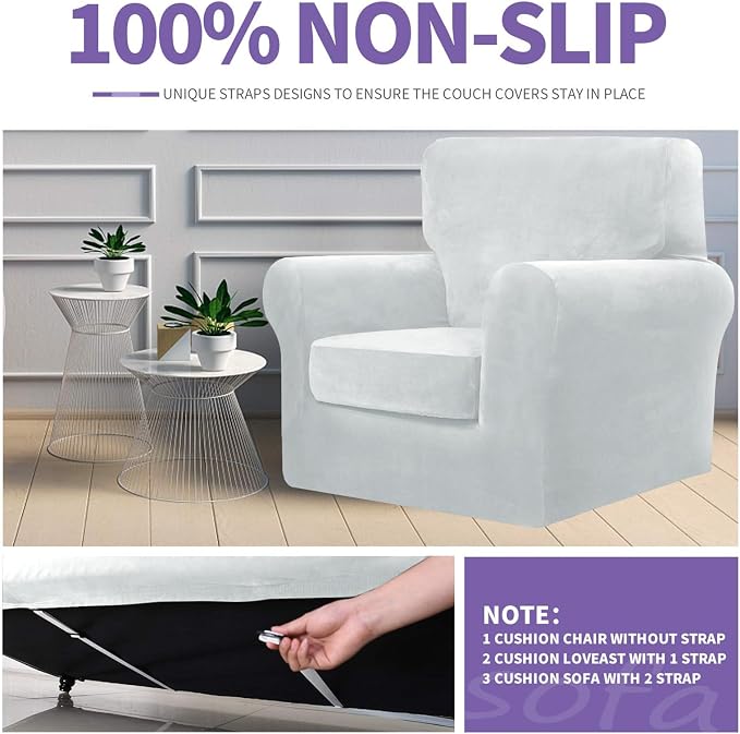 ZNSAYOTX Oversized Velvet 3 Piece Couch Cover - Image 5