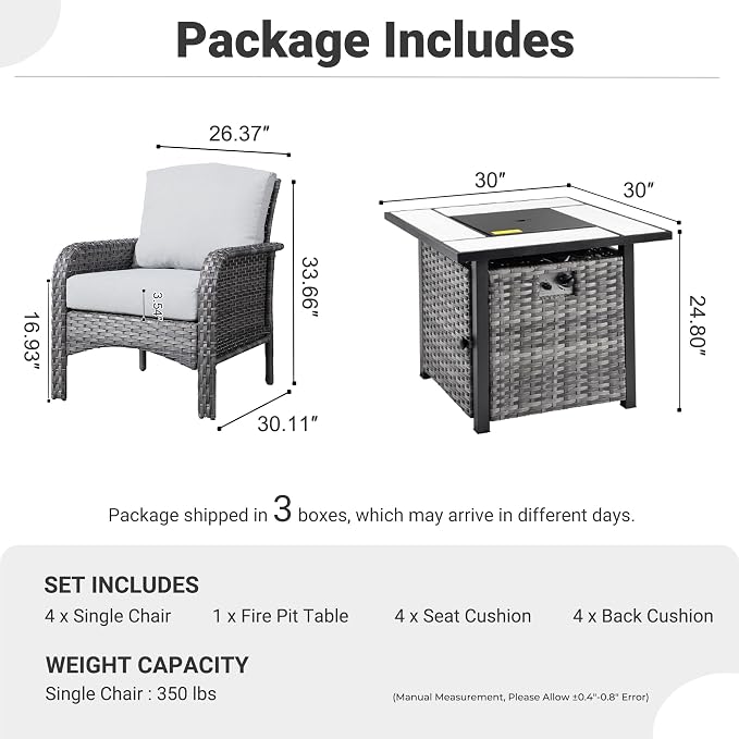 ovios 5-Piece Patio Furniture Set, Outdoor Wicker Sofa - Image 9