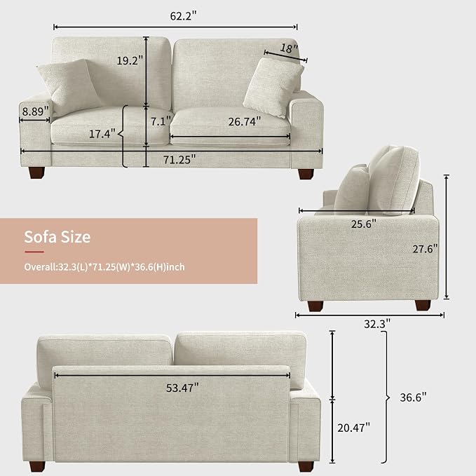 DOPEDIO Modern Loveseat Sofa for Living Room, Chenille Recliner, Removable Cover - Image 2