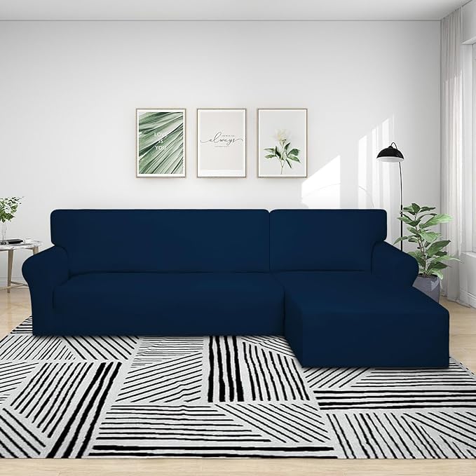PureFit Stretch Sectional Couch Covers 2 pcs Non Slip L Shape Sofa Cover | - Image 2