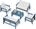 SERWALL HDPE Patio Furniture Set, 5 Piece All Weather Wood-Like Sectional by SERWALL