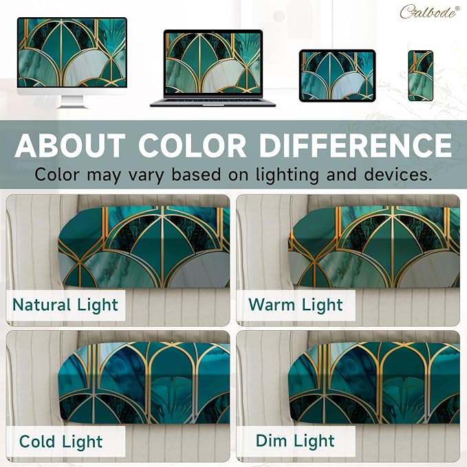 CALBODE 12Pcs Stretch Patio Cushion Cover, Art Deco Geometric Pattern Couch & - Image 6