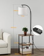 PARTPHONER Floor Lamp with Table, Night Stand with Lamp, Narrow Side Table with - Image 4