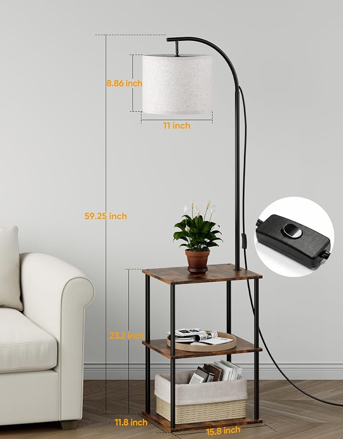 PARTPHONER Floor Lamp with Table, Night Stand with Lamp, Narrow Side Table with - Image 4