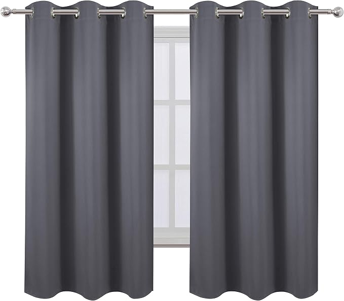Grey Thermal Blackout Curtains/38 x 63 Inch/Set of 2 Panels Room Darkening - Image 2