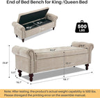 SOFTHION 58.1" Storage Bench Upholstered Chenille End of Bedroom Bed Bench - Image 2