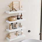 Fixwal White Shelves for Wall, 15.7in Rustic Wood Finish Floating Wall Shelves - Image 5