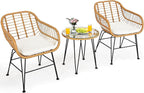 Tangkula 3 Pieces Patio Bistro Set, Rattan Conversation Set by TANGKULA