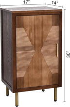 eHemco Modern End Table with Storage, Two-Toned Ribbed Parquet Design, Antique - Image 3
