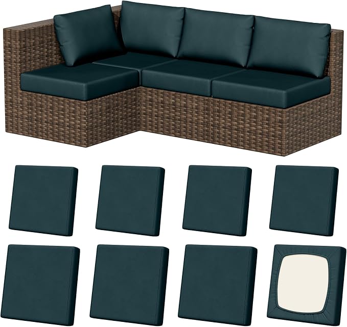 8Pcs Outdoor Cushion Covers, Stretch Patio Furniture Couch Chair Slipcovers | by VORSHAPE