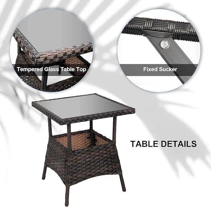 LEVELEVE 3 pcs Rocking Bistro Set Conversation Chairs PE Wicker Outdoor Rocking - Image 4