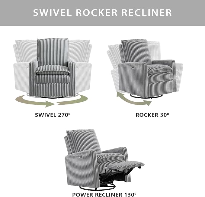 Oxford Baby Uptown Power Recliner/Glider, Ash Gray - Image 3