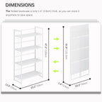 4NM No Assembly 4 Tiers Folding Bookshelf, 47.2" H Foldable Storage Shelves - Image 2