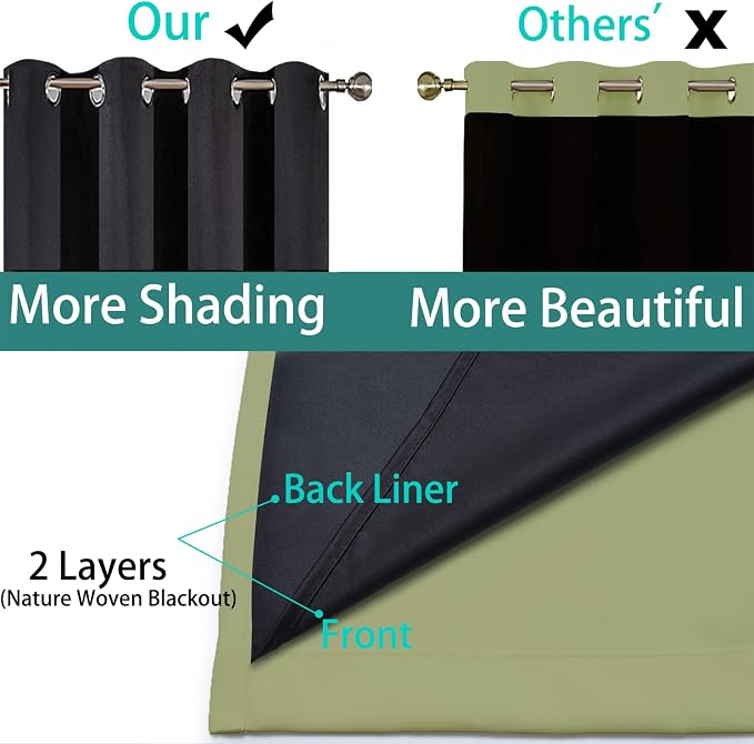Yakamok Sage 100% Blackout Patio Door Curtain Panels W70 x L84, 1 Panel | Noise - Image 5