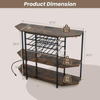 COSTWAY Wine Bar Cabinet, 3-Tier Liquor Cabinet - Image 3