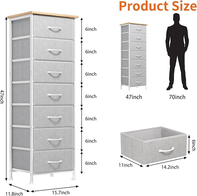 Fixwal Tall Dresser for Bedroom, Storage Dresser Organizer - Image 3