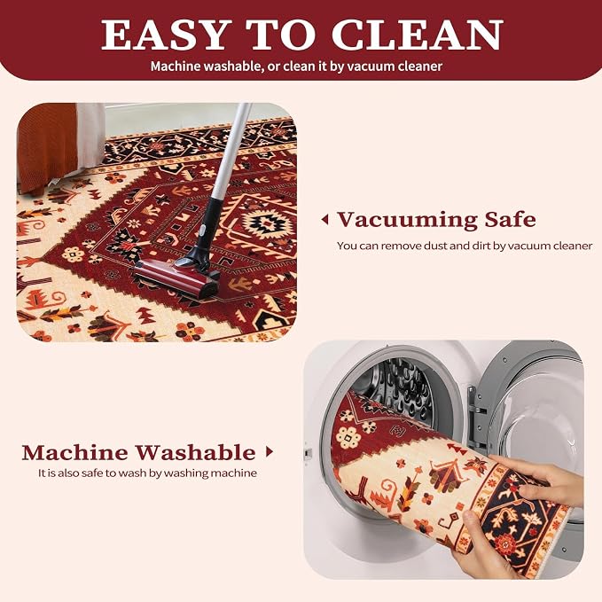 SERISSA 8x10 Washable Non Slip Boho Area Rug - Image 4