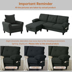 2PCS Sectional Sofa Set with Ottoman, Modern Linen 4 Seater Couch Set with Side - Image 7
