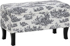 Linon Stephanie Black and White Toile Fully Upholstered Bench by Linon