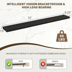Acovy 72 Inch Floating Shelves, 3D Textured Wood Grain, Wooden Shelves - Image 3