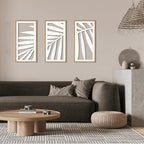 IARTTOP Tropical Palm Tree Leaf Wood Wall Art White Framed 8x16 Inch Set of 3 - Image 3