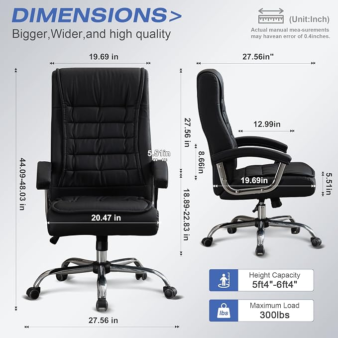 Executive Office Chair Adjustable Leather Chair, High Back Swivel Office Desk - Image 3