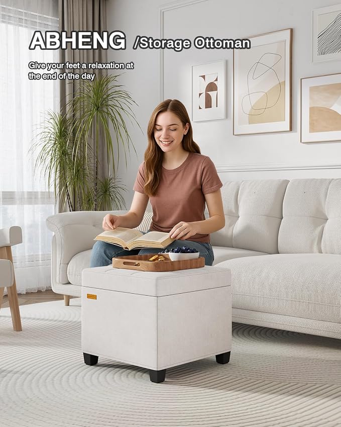 ABHENG Chenille Cover Steel Frame Ottoman - Image 6