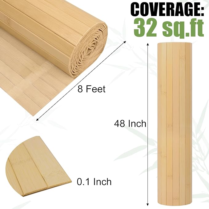 2 Pack Bamboo Wall Panel for Interior Wall Decor, Renewable Pole Wrap - Image 2