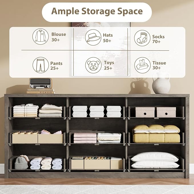 GarveeHome 9 Drawer Dresser for Bedroom, Wide Modern Chest of Drawers, Large - Image 5