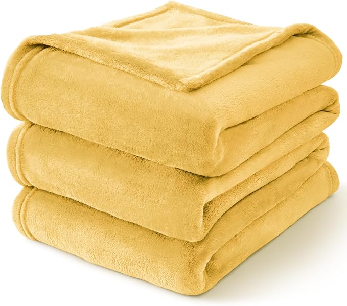 BEDELITE Fleece Blanket Soft Plush Twin Size Blanket Cream Yellow 60"x80" | - Image 8