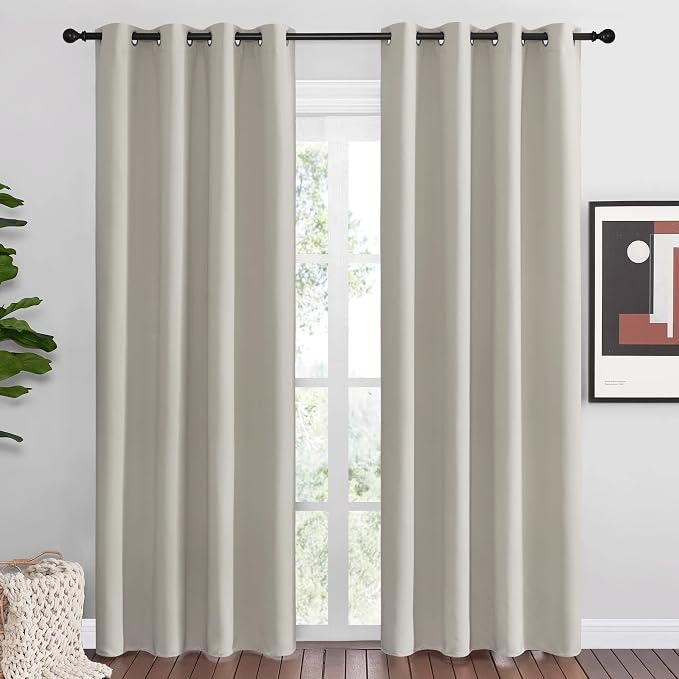 NICETOWN Natural Room Darkening Curtains 86" Long by NICETOWN