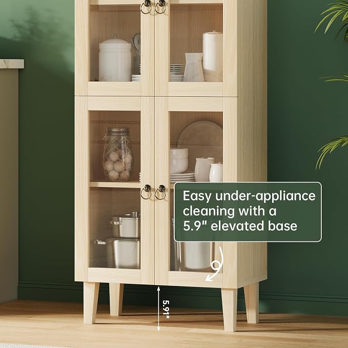 71" Tall Arched Cabinet with Acrylic Door, Modern Curio Arched Bookcase with - Image 4