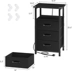 Vagusicc Nightstand with Charging Station, Bedside Table with USB Ports and - Image 3