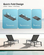 Ciokea Foldable Outdoor Lounge Chair, No Assembly Patio Chaise Lounge Outdoor - Image 3