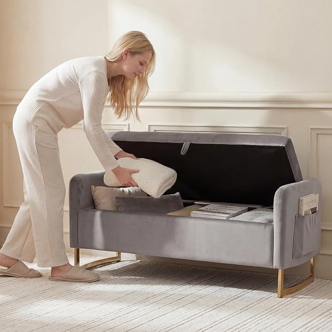 48" End of Bed Bench, Modern Storage Benches - Image 6