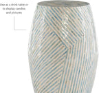 Linon Tylin Ivory and Blue Capiz Drum Accent Table - Image 10