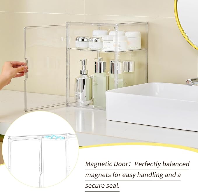 Acrylic Display Case with Removable Shelf, 2 Tier Clear Plastic Stackable - Image 4