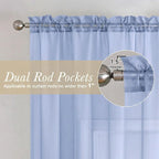 Denim Blue Sheer Curtains 54 Inch Length 2 Panels, Voile Light Filtering - Image 5