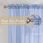 Denim Blue Sheer Curtains 72 Inches Long 2 Panels, Rod Pocket Light Filtering - Image 5